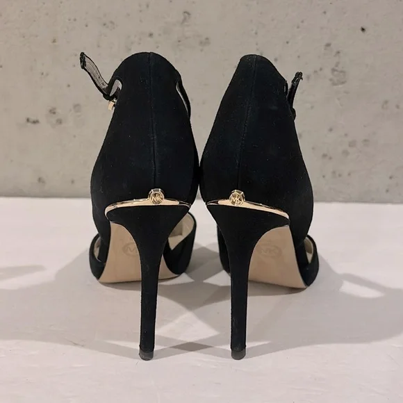 Michael Michael Kors Black Suede Georgia Ankle Strap Almond-Toe Pump - Size 9.5 - Picture 6 of 10